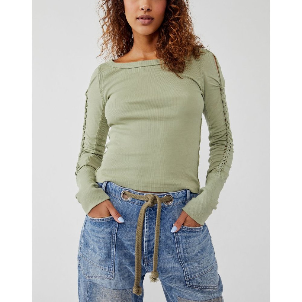 NWT Free People Daisy Chain Cuff / Green Tea Leaves